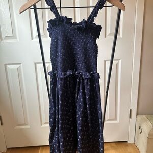 Navy Blue Sleeveless Dress with Ruffle Details - girls size 12-14